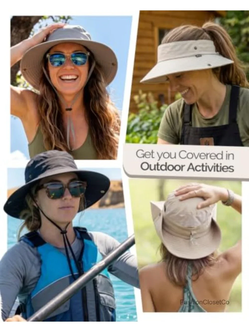 2-in-1 UPF 50+ Bucket Sun Hat with Ponytail Hole, Packable Hiking Visor